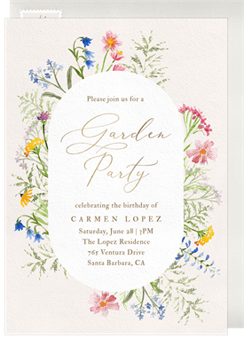 'Painted Wildflower Frame' Garden party Invitation