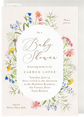 'Painted Wildflower Frame' Baby Shower Invitation