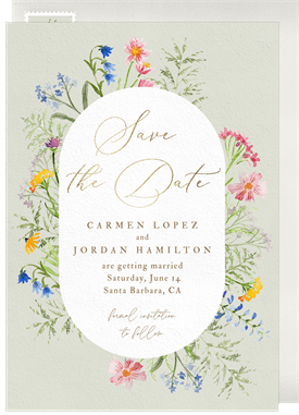 'Painted Wildflower Frame' Wedding Save the Date