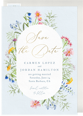 'Painted Wildflower Frame' Wedding Save the Date