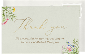 'Painted Wildflower Frame' Wedding Thank You Note