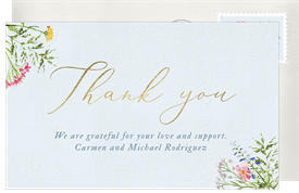 'Painted Wildflower Frame' Wedding Thank You Note