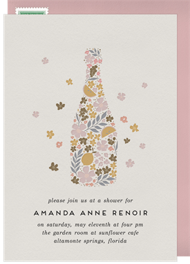 'Floral Wine Bottle' Bridal Shower Invitation