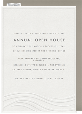 'Letterpress Waves' Open House Invitation