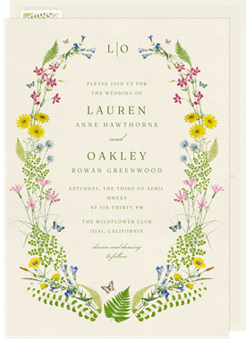 'Wildflower Laurels' Wedding Invitation
