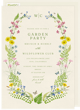 'Wildflower Laurels' Garden party Invitation