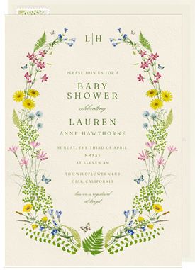 'Wildflower Laurels' Baby Shower Invitation