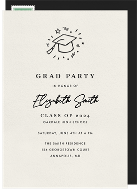 'Grad Cap Confetti' Graduation Invitation