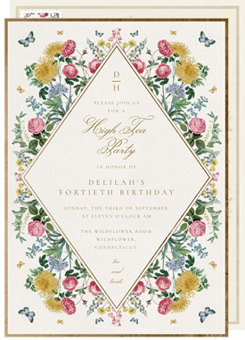 'Romantic Spring Florals' Tea Party Invitation