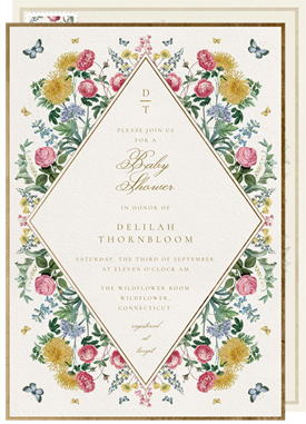 'Romantic Spring Florals' Baby Shower Invitation