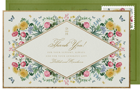 'Romantic Spring Florals' Wedding Thank You Note
