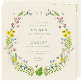 'Wildflower Laurels' Wedding Save the Date