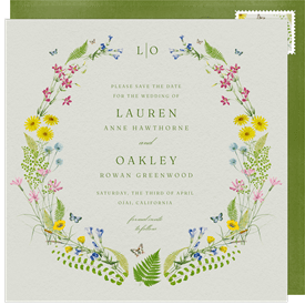 'Wildflower Laurels' Wedding Save the Date