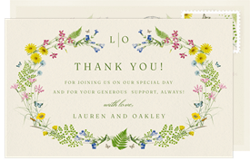 'Wildflower Laurels' Wedding Thank You Note