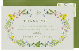'Wildflower Laurels' Wedding Thank You Note