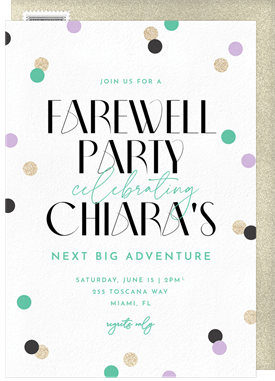 'Glam Confetti' Going Away Party Invitation