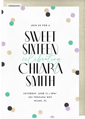 'Glam Confetti' Sweet 16 Invitation