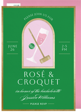 'Rosé and Croquet' Bachelorette Party Invitation