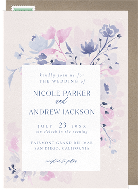 'Delicate Watercolor Florals' Wedding Invitation