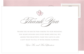 'Sweet Hearts' Wedding Thank You Note