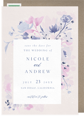 'Delicate Watercolor Florals' Wedding Save the Date