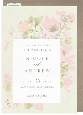 'Delicate Watercolor Florals' Wedding Save the Date