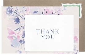 'Delicate Watercolor Florals' Wedding Thank You Note