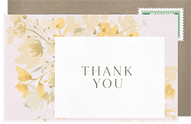 'Delicate Watercolor Florals' Wedding Thank You Note