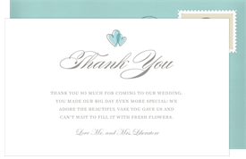 'Sweet Hearts' Wedding Thank You Note