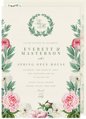 'Romantic Peonies' Business Invitation