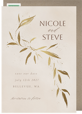 'Feathered Leaves' Wedding Save the Date