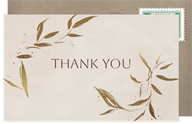 'Feathered Leaves' Wedding Thank You Note