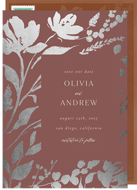 'Side Florals' Wedding Save the Date