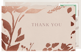 'Side Florals' Wedding Thank You Note