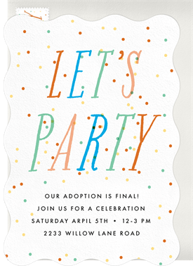'Rainbow Polka Dots' Party Invitation