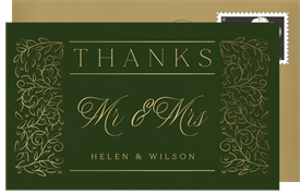 'Scrolling Vines' Wedding Thank You Note