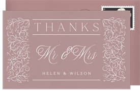 'Scrolling Vines' Wedding Thank You Note