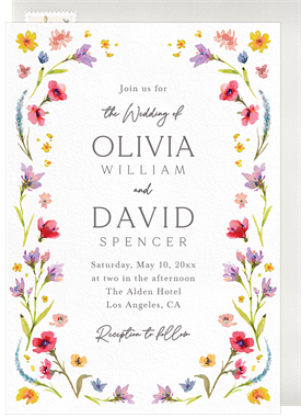 'Painted Spring Flowers' Wedding Invitation