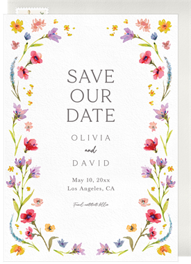 'Painted Spring Flowers' Wedding Save the Date