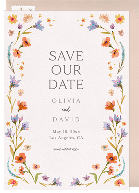 'Painted Spring Flowers' Wedding Save the Date