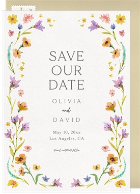 'Painted Spring Flowers' Wedding Save the Date