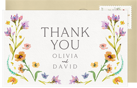 'Painted Spring Flowers' Wedding Thank You Note