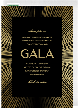 'Metallic Rays' Gala Invitation