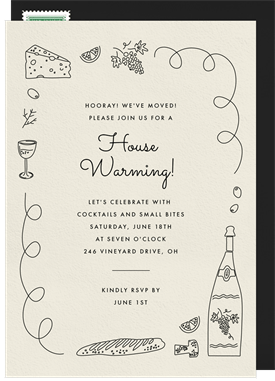 'Dinner Doodles' Housewarming Party Invitation