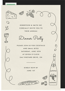 'Dinner Doodles' Dinner Invitation