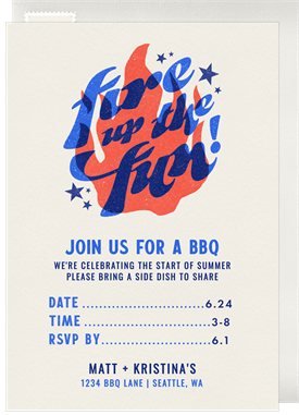 'Fire Up The Fun' Summer Party Invitation