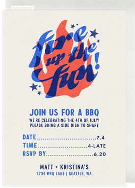'Fire Up The Fun' Fourth of July Invitation