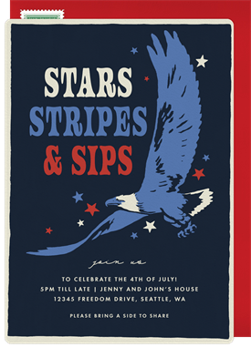'Stars Stripes & Sips' Fourth of July Invitation