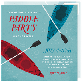 'Playful Paddles' Fourth of July Invitation