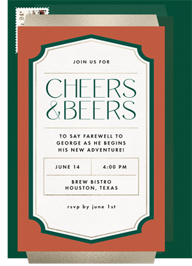 'Beer Can' Going Away Party Invitation